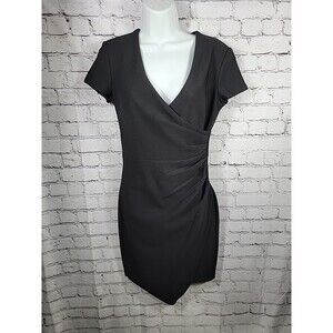 Bisou Bisou Michele Bohbot Dress Womens Size 4 Gray Herringbone Belted Zip Up